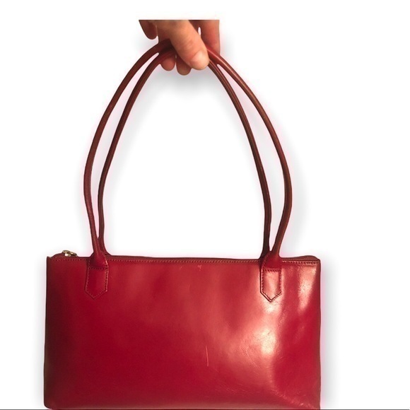 Hobo Red Leather Top Handle Purse Handbag